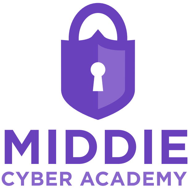 Purple Middie Cyber Security logo with lock